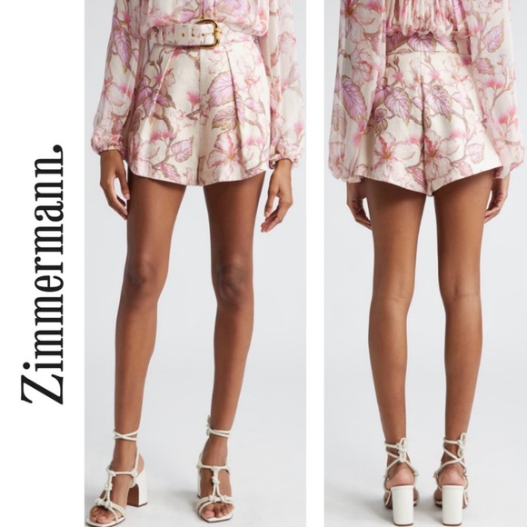 Zimmermann Pants - NWT💕Zimmermann Matchmaker Tuck Floral Linen Shorts Size 0